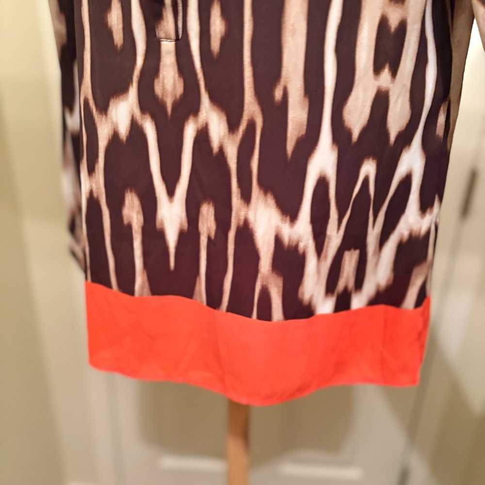 Chico's Brown and Coral Animal Print Tunic Top - Picture 5 of 11